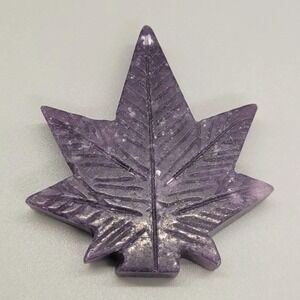 Lepidolite  Crystal Cannabis Leaf Stone Carving, Weed Leaf, Cannabis Leaf